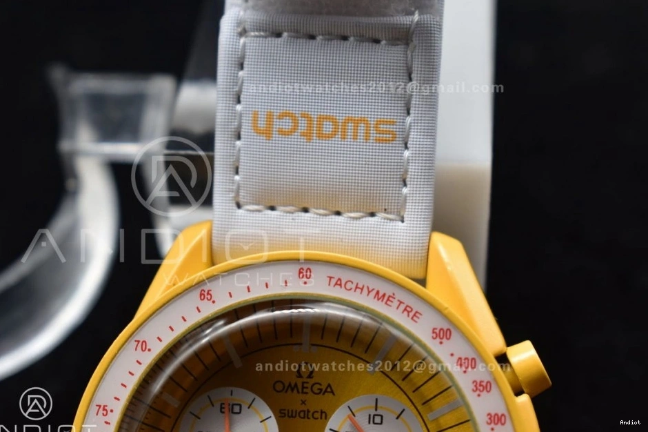 Strap Nylon to Omega on Bioceramic Sun Quartz Moonwatch Swatch x Mission the 0122